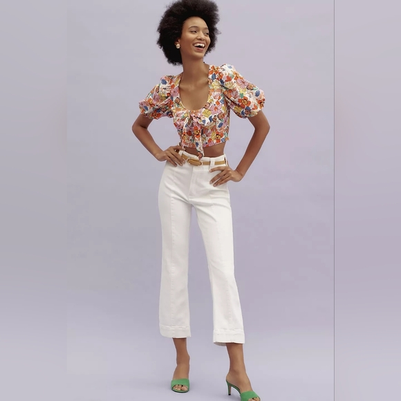 NWT ANTHROPOLOGIE Pilcro Slim 70s High-Rise Crop Flare JeansSize 27